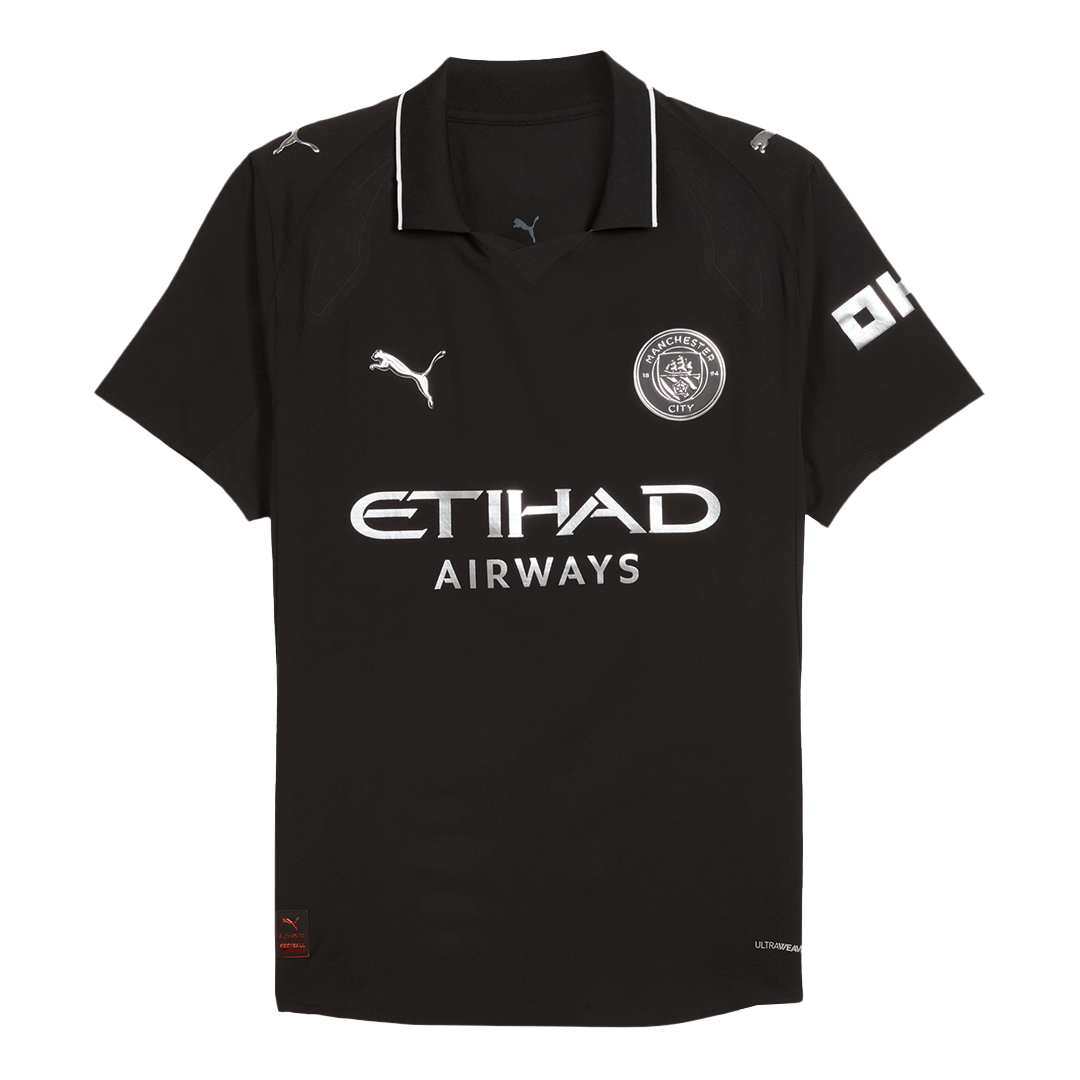 Camiseta de fútbol visitante auténtica FODEN #47 del Manchester City 2025/26, negra