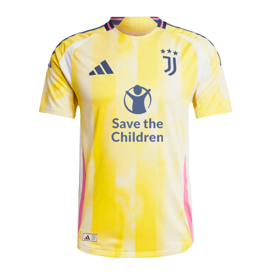 Camiseta de visitante auténtica de VLAHOVIĆ #9 de la Juventus 2024/25 - Patrocinador de Save The Children