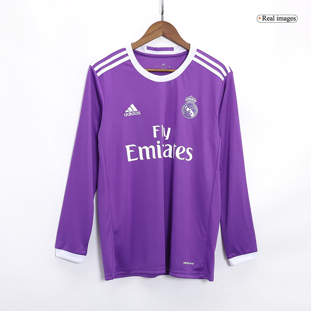 Camiseta de fútbol vintage del Real Madrid RONALDO #7 de visitante 2016/17, manga larga
