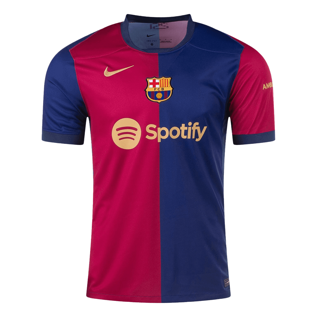 Camiseta de fútbol local del Barcelona RAPHINHA #11 2024/25, roja y azul - UCL