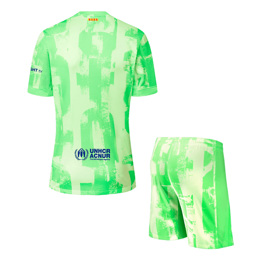 Kit de visitante del Barcelona (Kit + Pantalón) - UCL (Logotipo de Spotify sin texto)