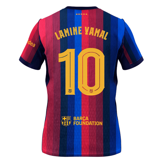 LAMINE YAMAL #10 Camiseta de fútbol de manga corta para hombre, temporada 26/27, Barcelona, local, azul y granate.