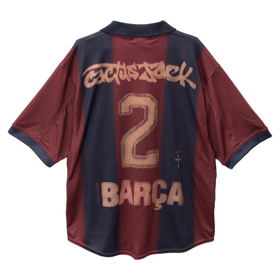 Camiseta de fútbol retro local del Barcelona 2000/01 X CJ, roja y azul