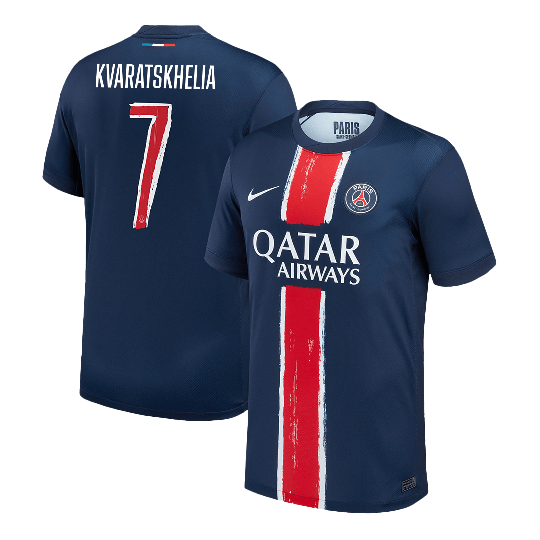 Camiseta de fútbol KVARATSKHELIA #7 PSG Primera equipación 2024/25 Azul marino - UCL