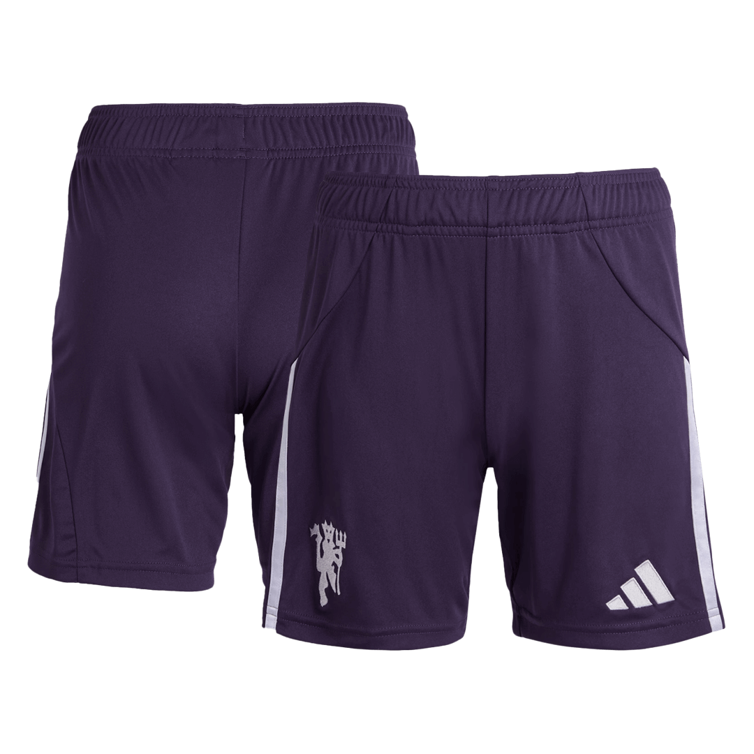 Pantalón corto de fútbol visitante del Manchester United 25/26 morado