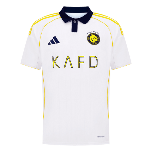 Camiseta de fútbol visitante de tercera equipación del Al Nassr 2025/26, blanca