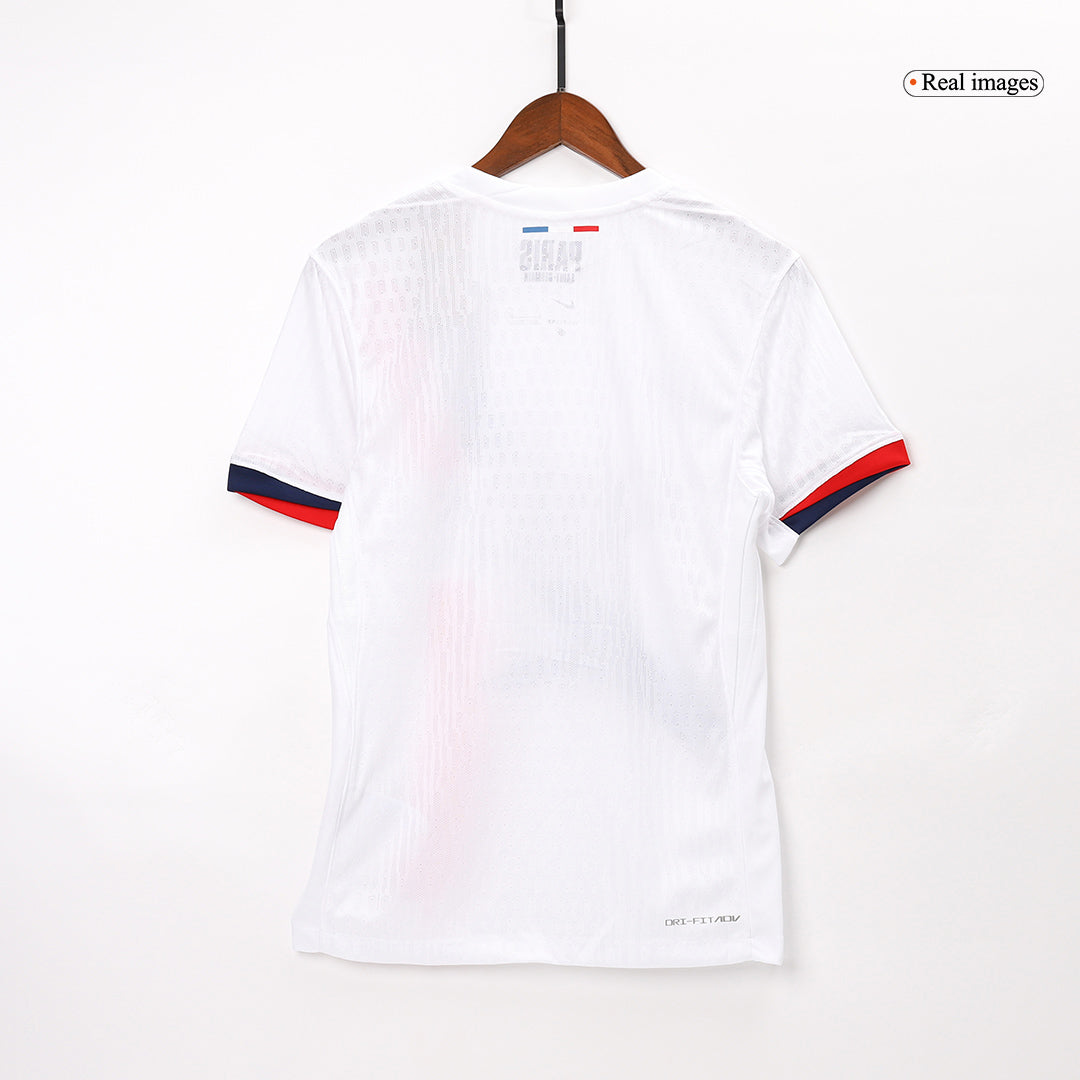Camiseta de fútbol visitante auténtica KVARATSKHELIA #7 del PSG 2024/25, blanca - UCL
