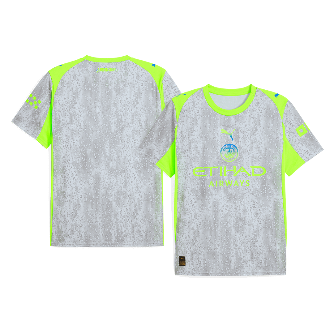 Kit de fútbol visitante del Manchester City (camiseta, pantalón corto y medias) 2025/26