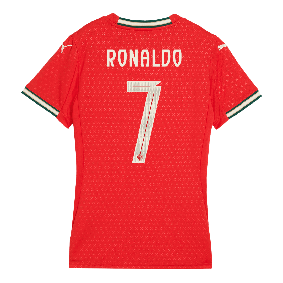 Camiseta de fútbol local de Portugal RONALDO #7 para mujer 2025, roja