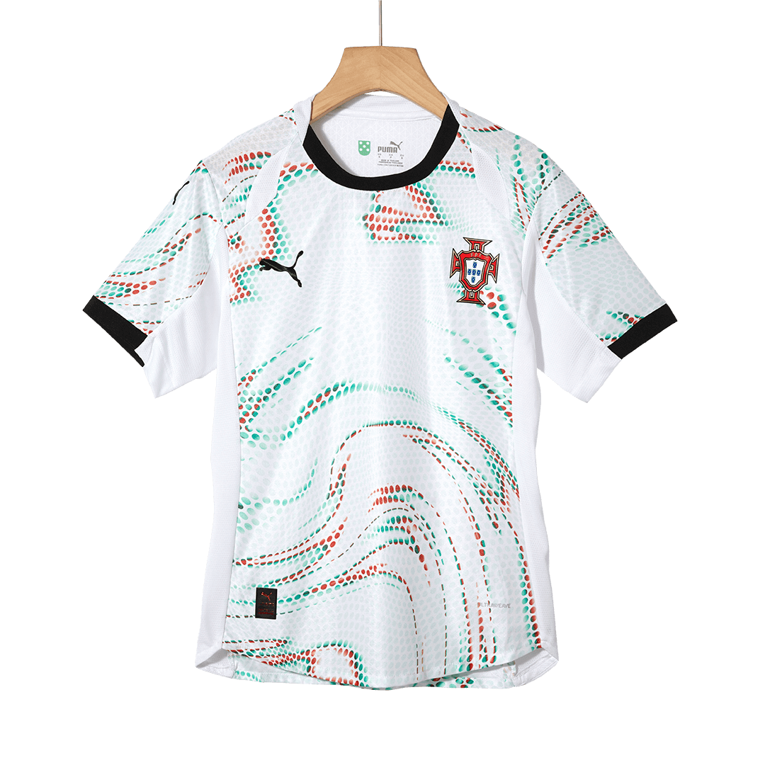 Camiseta de fútbol visitante auténtica de Ronaldo #7 de Portugal 2025, blanca