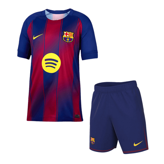 Kit de fútbol local del Barcelona (Kit y pantalón corto) 2025/26, rojo y azul