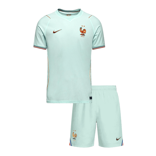 Conjunto de fútbol infantil de Francia (camiseta + pantalón corto) para el Mundial de 2026, color verde menta.