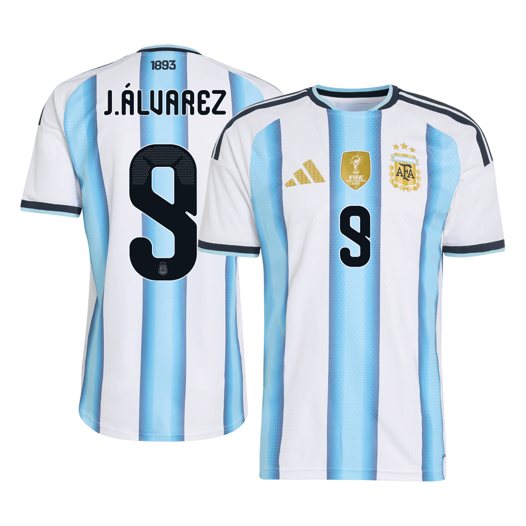 Camiseta de local de Argentina J. ÁLVAREZ #9 para hombre, Copa Mundial 2026 - Ajuste entallado
