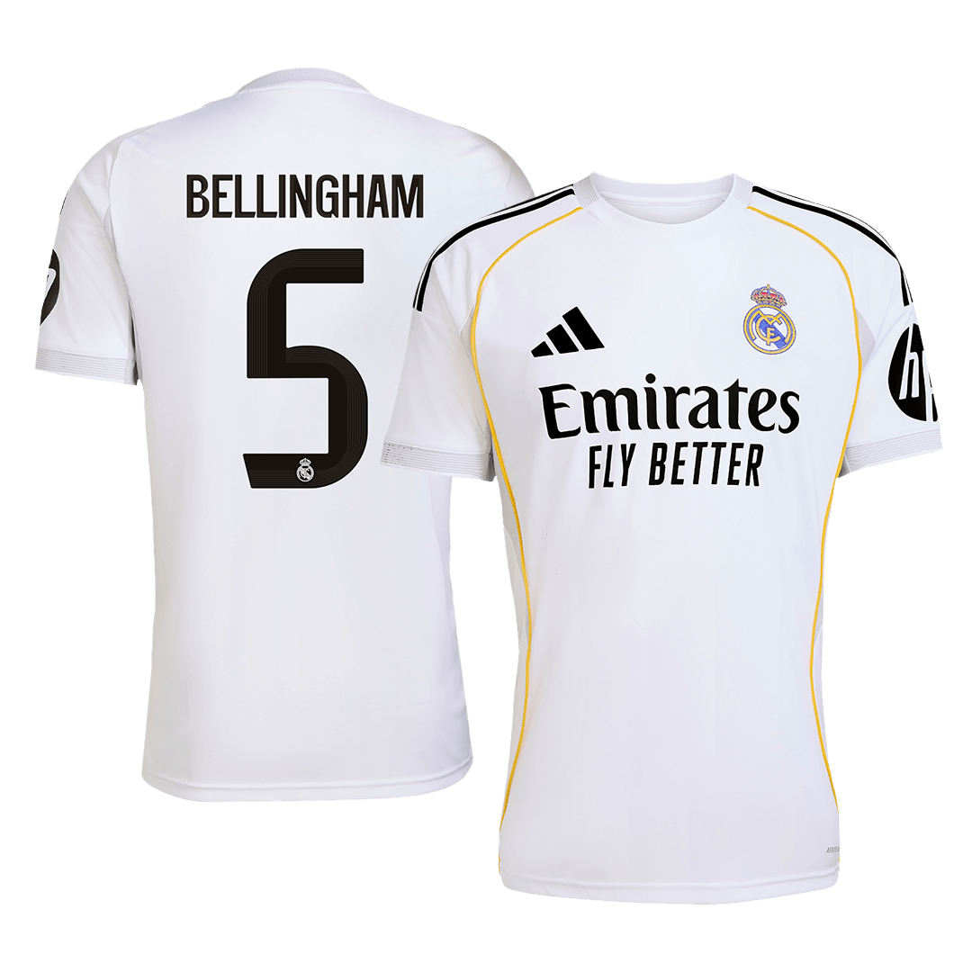 Camiseta de fútbol local del Real Madrid BELLINGHAM #5 2025/26 (talla grande)