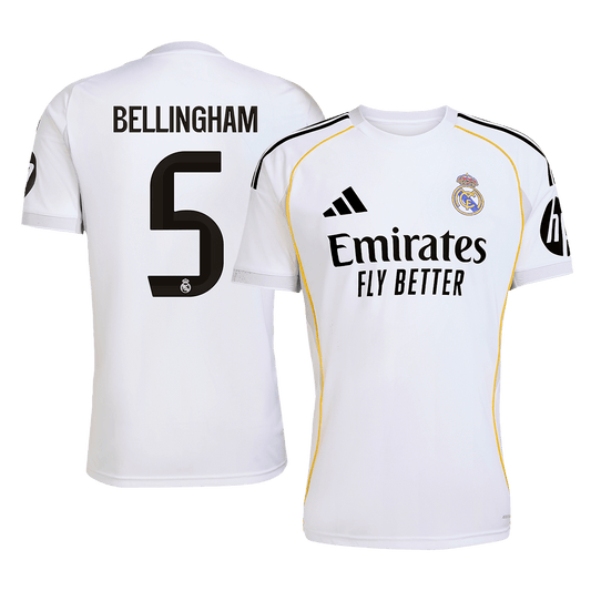 Camiseta de fútbol local del Real Madrid BELLINGHAM #5 2025/26 (talla grande)