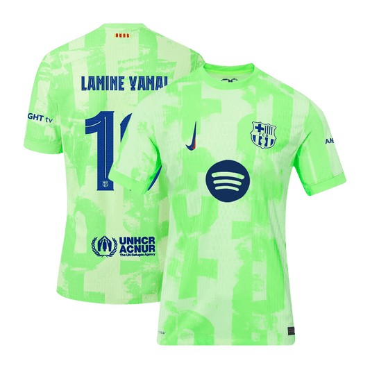 Camiseta de fútbol de visitante auténtica de LAMINE YAMAL #19 del Barcelona 2024/25 - UCL (logotipo de Spotify sin texto)