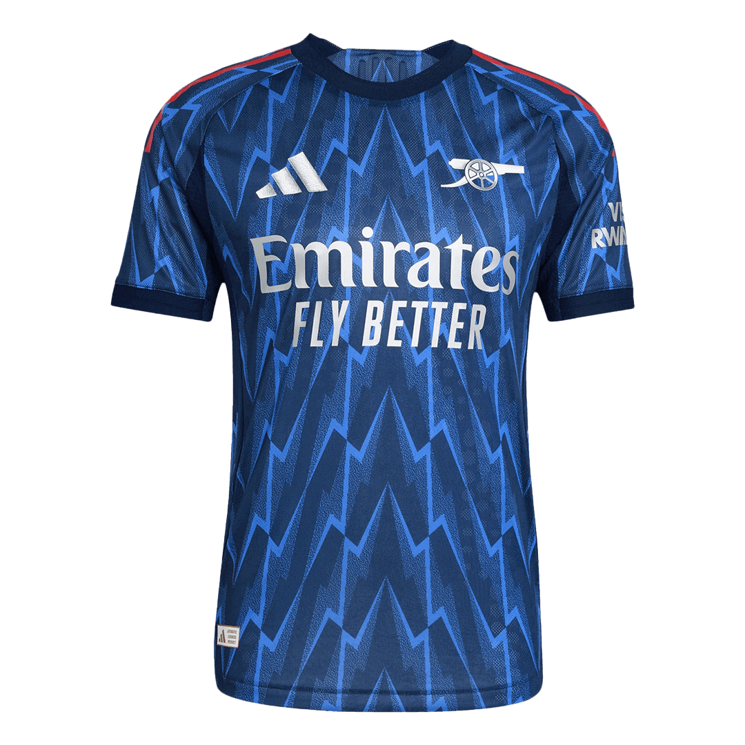 Camiseta de fútbol visitante auténtica del Arsenal 2025/26, color azul, número 41 de RICE