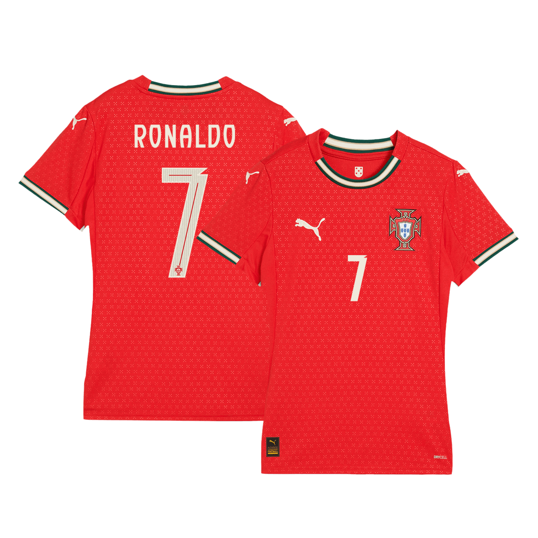 Camiseta de fútbol local de Portugal RONALDO #7 para mujer 2025, roja