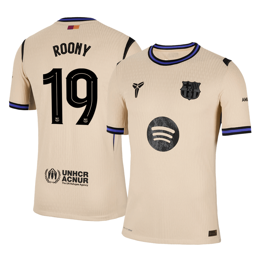 Camiseta de fútbol visitante auténtica del Barcelona 2025/26 ROONY #19, amarilla - UCL