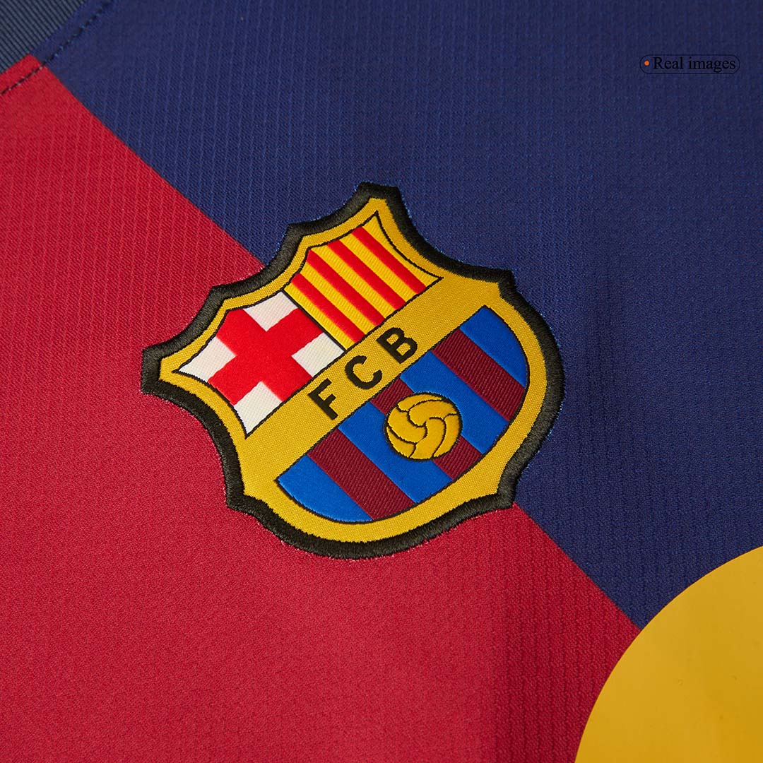 Camiseta de fútbol local del Barcelona 2024/25, RAPHINHA #11, roja y azul - UCL (logotipo de Spotify sin texto)
