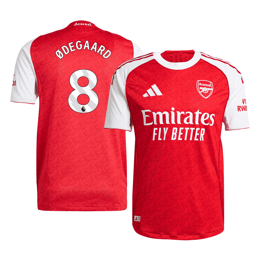 Camiseta de fútbol local auténtica del Arsenal ØDEGAARD #8 2025/26, roja