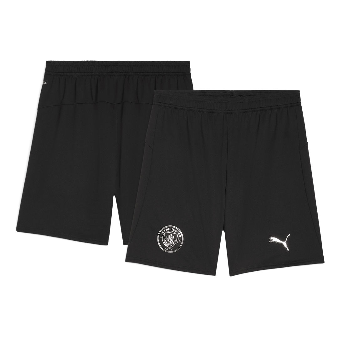 Kit de visitante del Manchester City (camiseta y pantalón corto) 2025/26, color negro