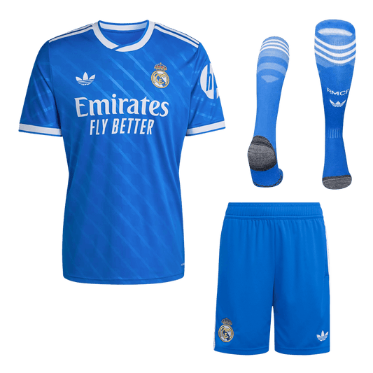 Kit de camiseta de fútbol de la tercera equipación del Real Madrid 2025/26