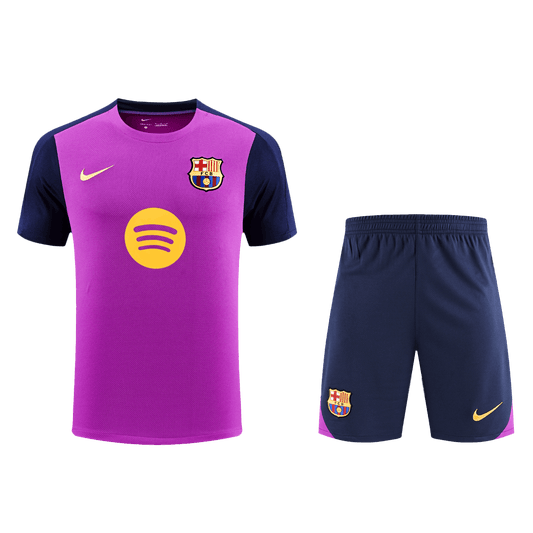 Kit de entrenamiento prepartido del Barcelona (Kit y pantalón corto) 2025/26, color morado