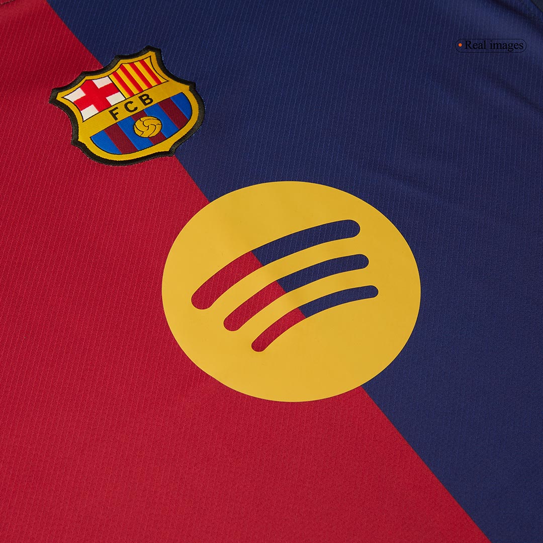 Camiseta de fútbol local del Barcelona 2024/25, RAPHINHA #11, roja y azul - UCL (logotipo de Spotify sin texto)