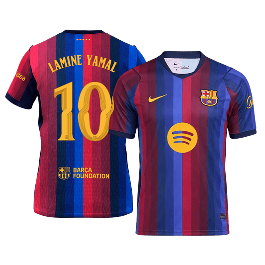 LAMINE YAMAL #10 Camiseta de fútbol de manga corta para hombre, temporada 26/27, Barcelona, azul y granate - UCL