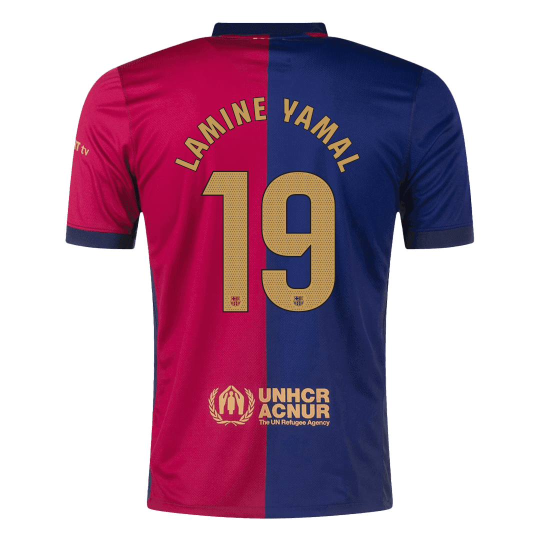 Camiseta de fútbol local del Barcelona LAMINE YAMAL #19 2024/25 - Logotipo de Spotify sin texto
