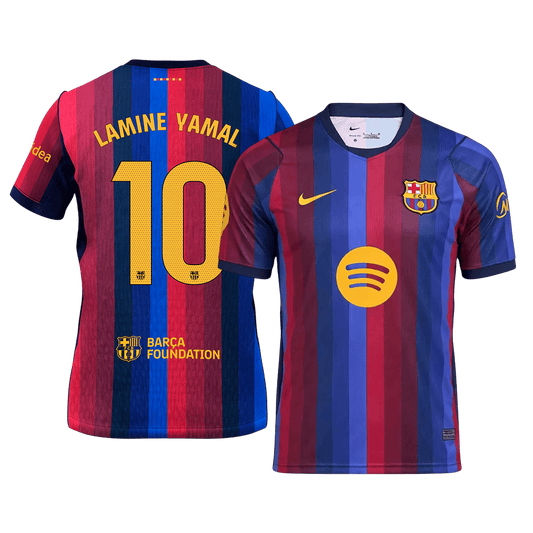LAMINE YAMAL #10 Camiseta de fútbol de manga corta para hombre, temporada 26/27, Barcelona, local, azul y granate.
