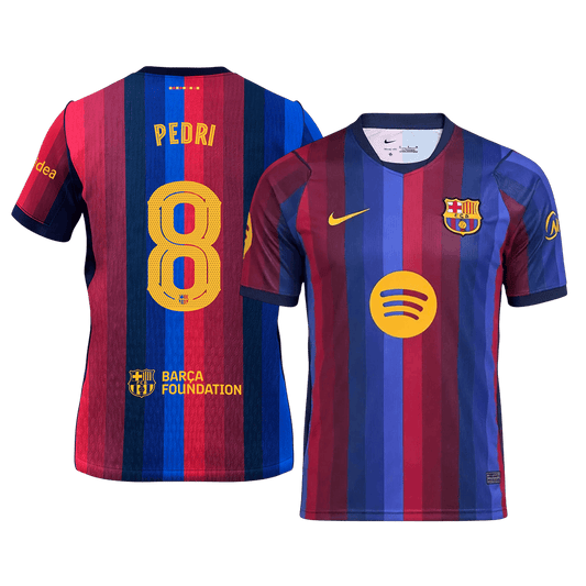 PEDRI #8 Camiseta de fútbol de manga corta azul y granate para hombre, temporada 26/27, del Barcelona, marca Fan.