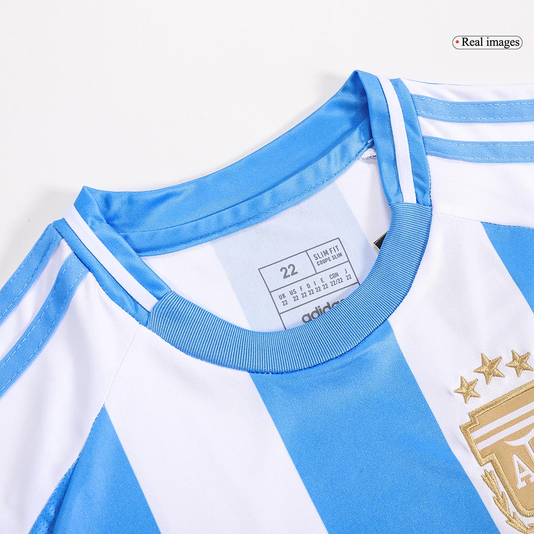 Kit de camiseta local de Argentina para niños (camiseta, pantalón corto y medias) Copa América 2024