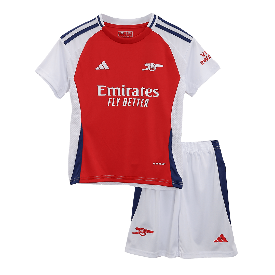 Kit de camiseta de fútbol local del Arsenal para niños (camiseta, pantalones cortos y calcetines)