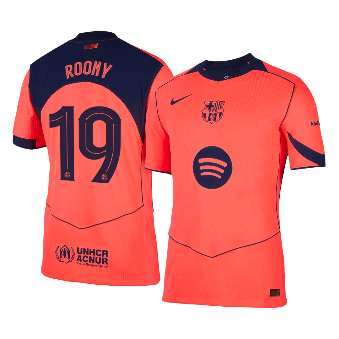 Camiseta de fútbol de visitante del Barcelona 2025/26, auténtica, ROONY #19
