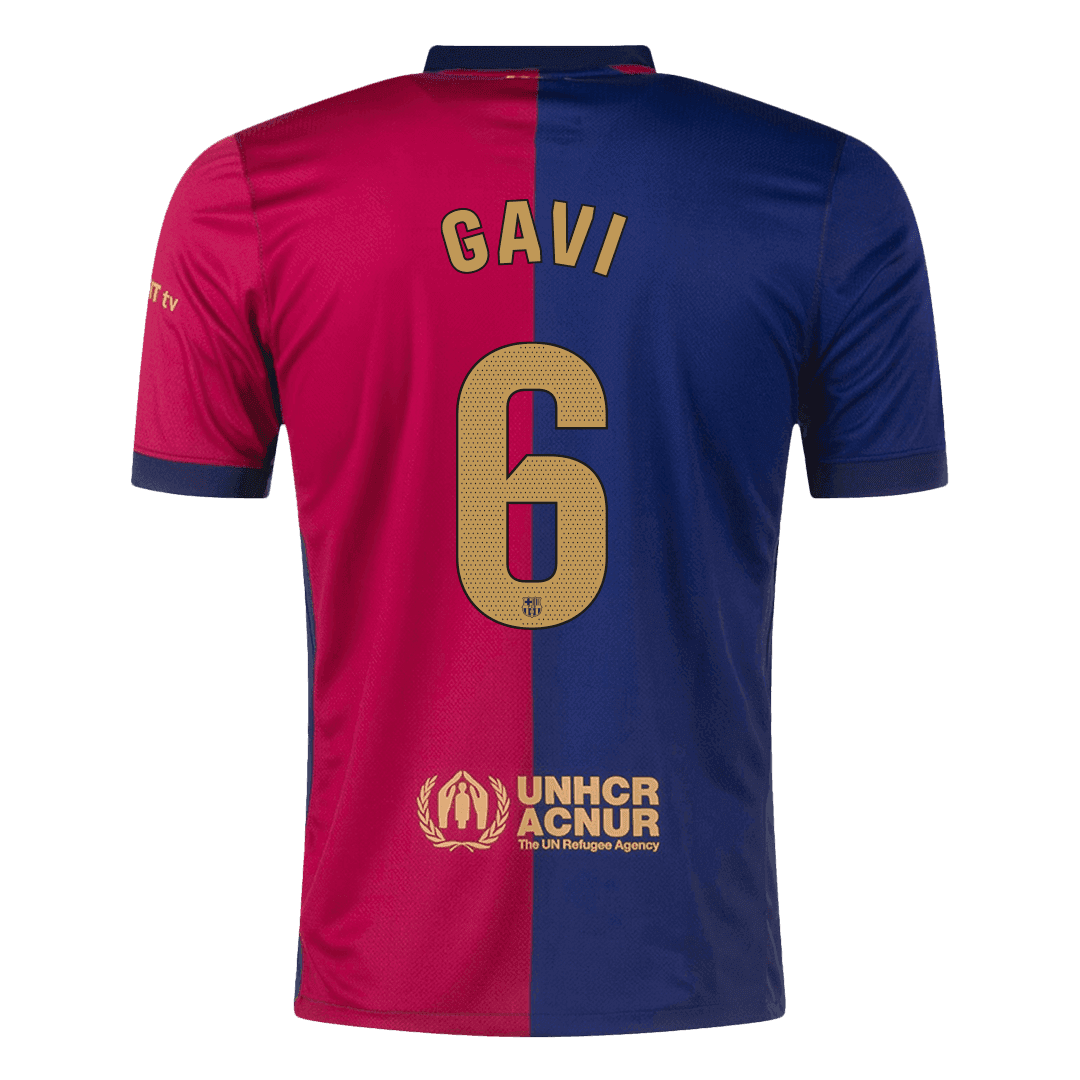 Camiseta de fútbol local del Barcelona GAVI #6 2024/25 - Logotipo de Spotify sin texto
