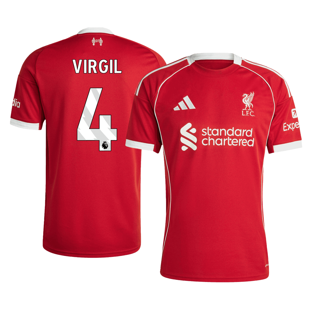 Camiseta de fútbol local VIRGIL #4 del Liverpool 2025/26, roja