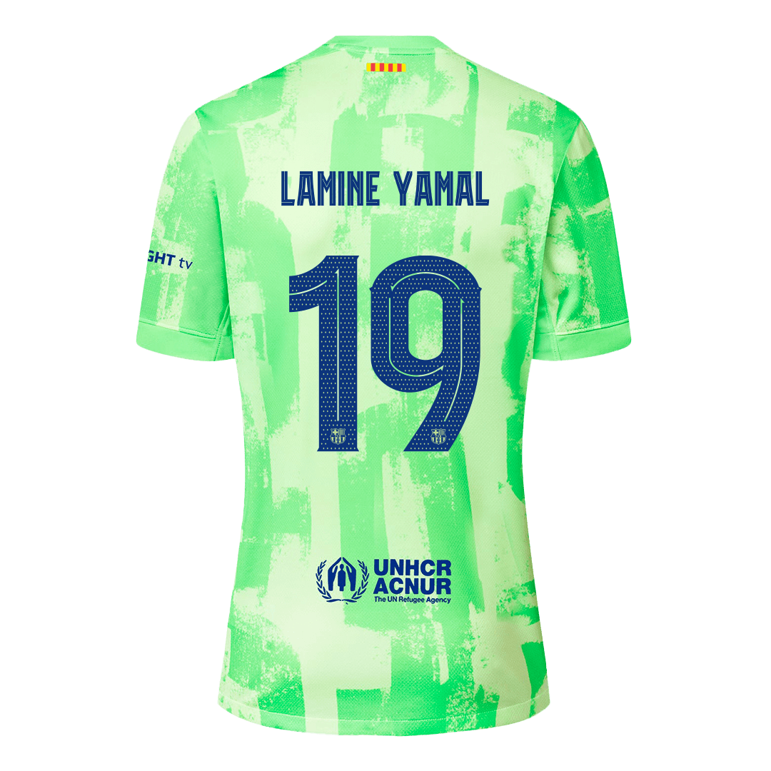 Camiseta de fútbol visitante LAMINE YAMAL #19 del Barcelona (UCL) (Logotipo de Spotify sin texto)