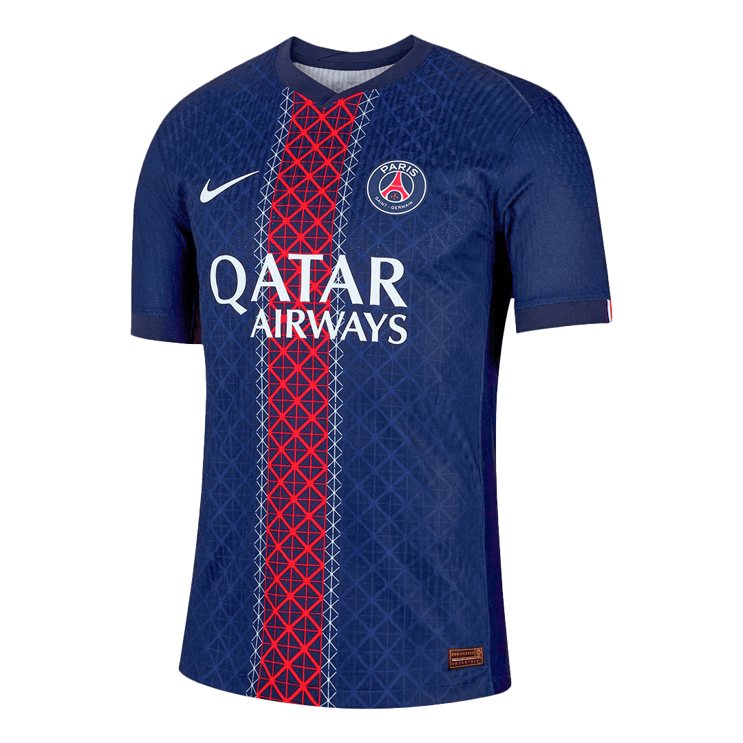 Camiseta de fútbol local auténtica KVARATSKHELIA #7 del PSG 2025/26, azul marino