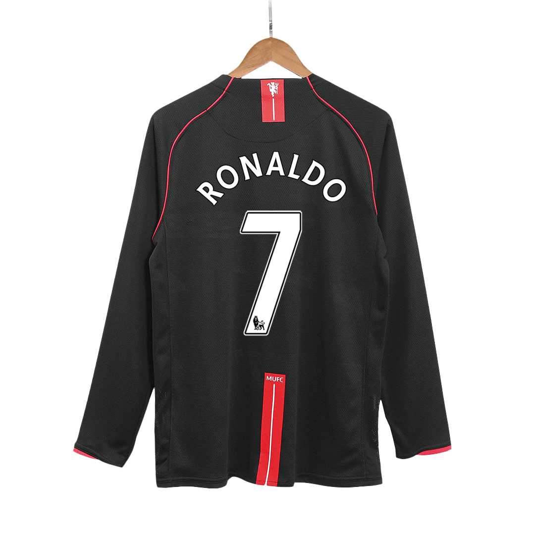 Camiseta de fútbol retro de manga larga de visitante del Manchester United RONALDO #7 2007/08