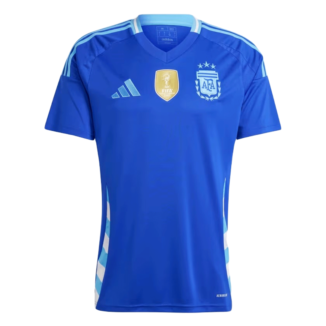 Kit de camiseta de fútbol visitante de Argentina para hombre (camiseta + pantalones cortos + calcetines) 2024