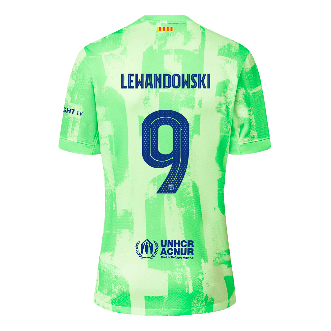 Camiseta de fútbol visitante del Barcelona #9 de LEWANDOWSKI - UCL (Logotipo de Spotify sin texto)