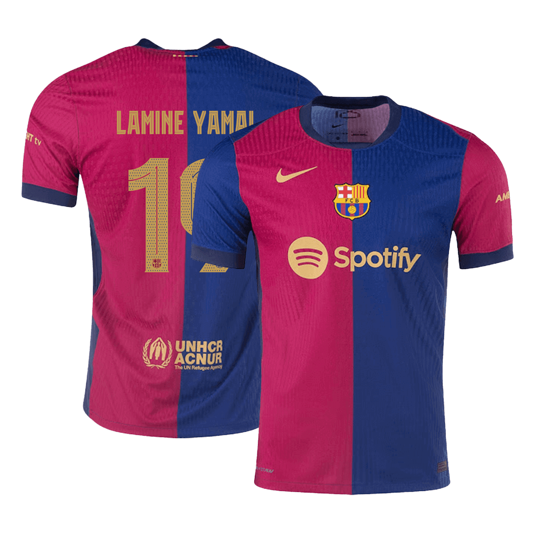 Camiseta de fútbol local auténtica de LAMINE YAMAL #19 del Barcelona 2024/25 - UCL - antiguo patrocinador