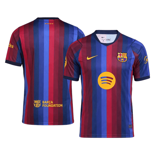 Camiseta de fútbol de manga corta azul y granate para hombre, temporada 26/27, del Barcelona.