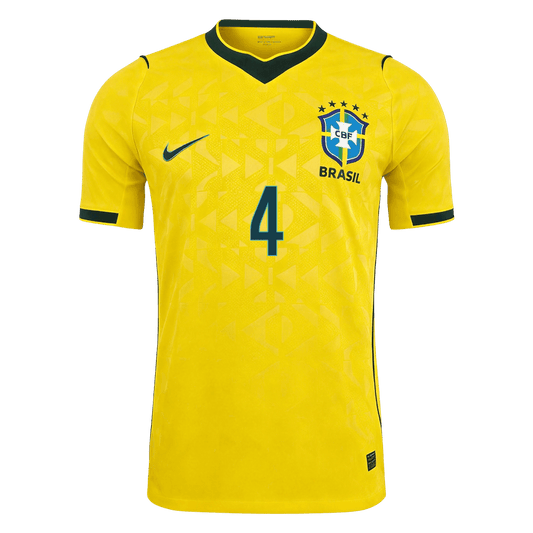 Auténtica camiseta de local de la selección brasileña de fútbol de Marquinos #4, temporada 2026