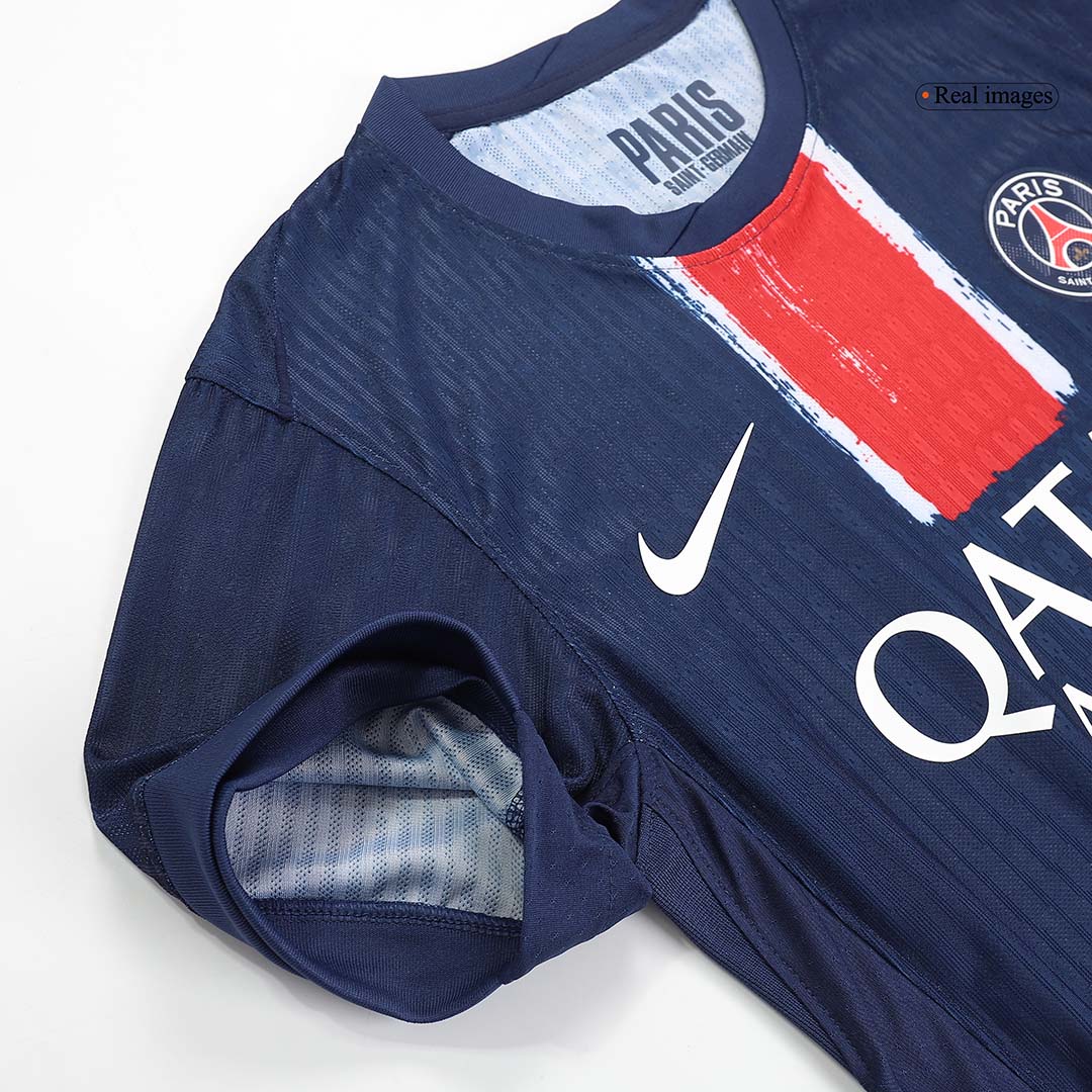 Camiseta de fútbol local auténtica del PSG n.° 25 de la Champions 2024/25, color azul marino - CAMPEONES DE EUROPA