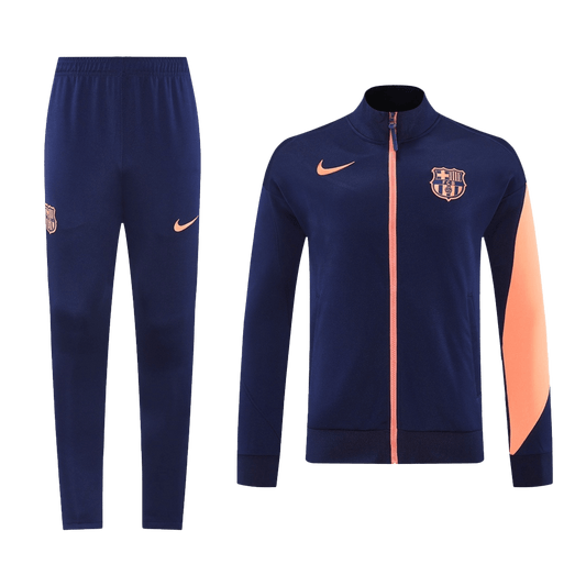 Kit de entrenamiento del Barcelona 25/26 (Chaqueta + Pantalón) Azul Marino y Naranja