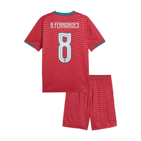 B. FERNANDES #8 Kit de camiseta y pantalón corto de fútbol de Portugal para niños, Mundial 2026, color rojo.