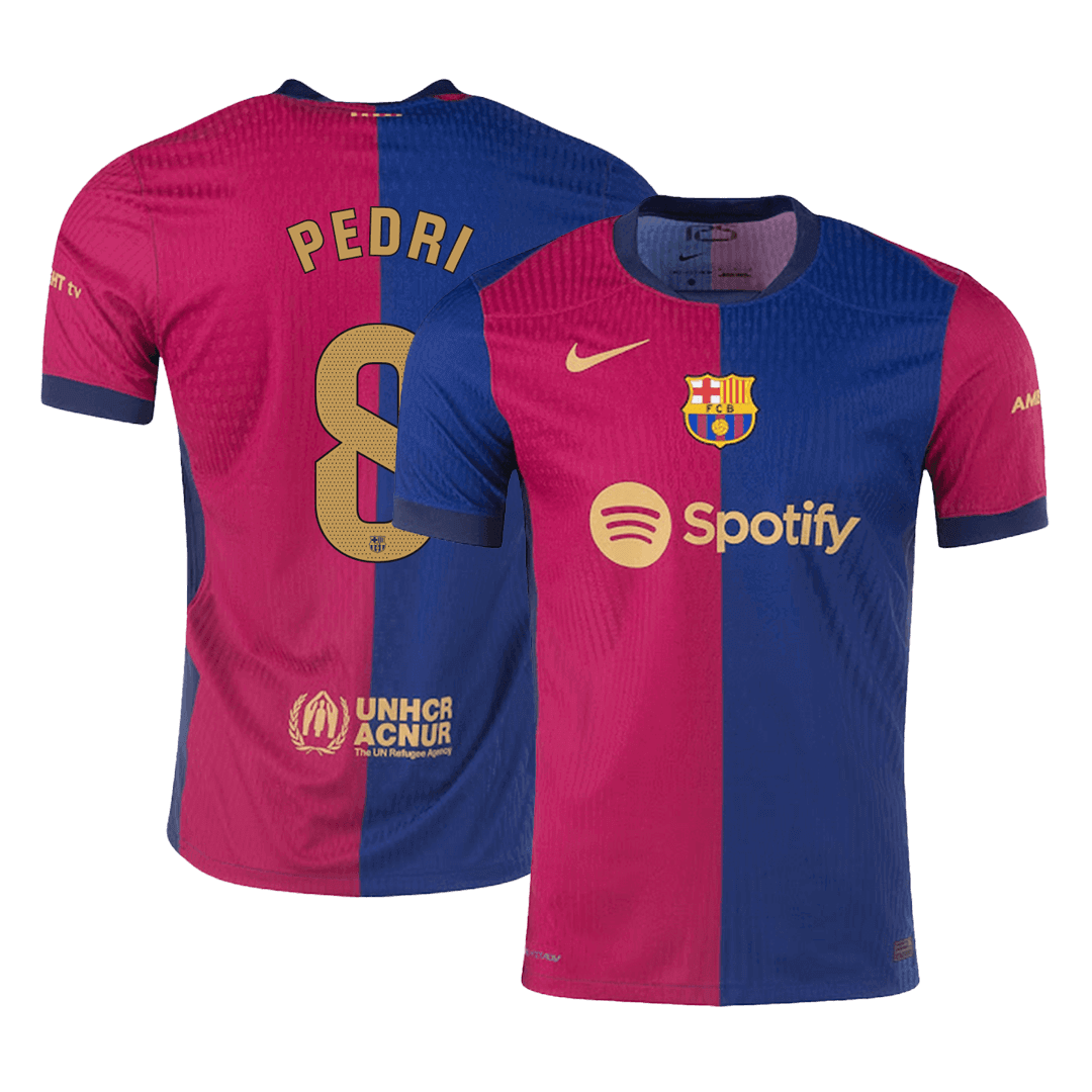 Camiseta de fútbol local auténtica del Barcelona PEDRI #8 2024/25 - patrocinador antiguo